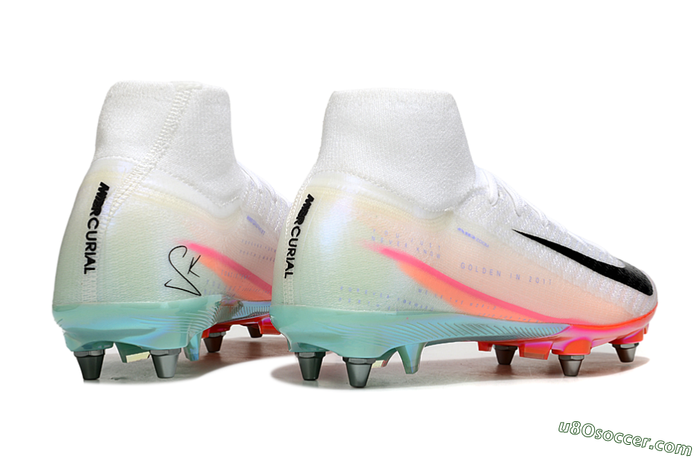 Nike Air Zoom Mercurial Superfly 10 Elite SG Soft Ground Soccer Cleats - White/Black/Pink 6