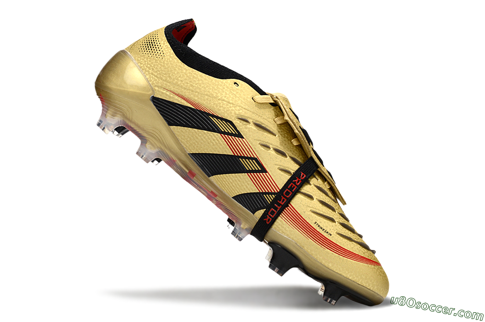 Adidas Predator 25 Elite Foldover Tongue FG Firm Ground Soccer Cleats - Gold/Black/Red 4