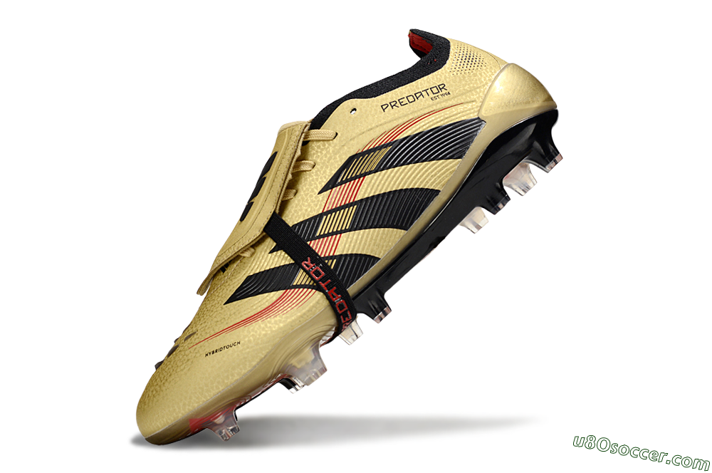 Adidas Predator 25 Elite Foldover Tongue FG Firm Ground Soccer Cleats - Gold/Black/Red 5