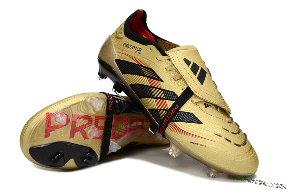 Adidas Predator 25 Elite Foldover Tongue FG Firm Ground Soccer Cleats - Gold/Black/Red 3