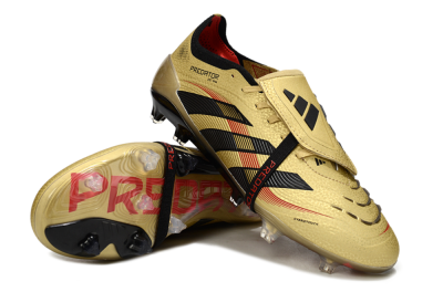 Adidas Predator 25 Elite Foldover Tongue FG Firm Ground Soccer Cleats - Gold/Black/Red