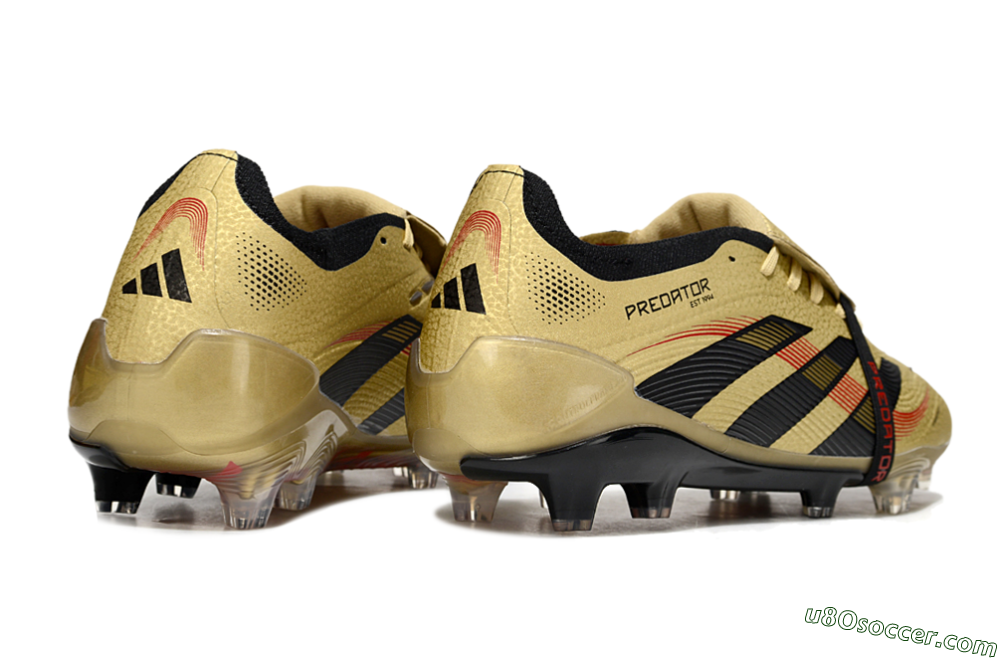 Adidas Predator 25 Elite Foldover Tongue FG Firm Ground Soccer Cleats - Gold/Black/Red 6