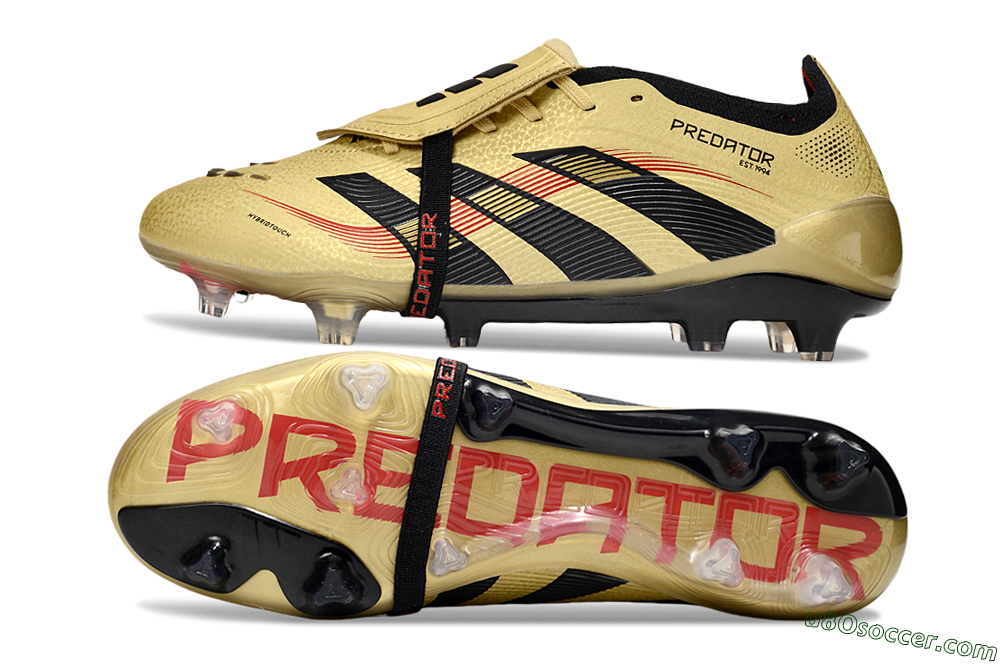 Adidas Predator 25 Elite Foldover Tongue FG Firm Ground Soccer Cleats - Gold/Black/Red 0