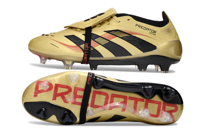 Adidas Predator 25 Elite Foldover Tongue FG Firm Ground Soccer Cleats - Gold/Black/Red