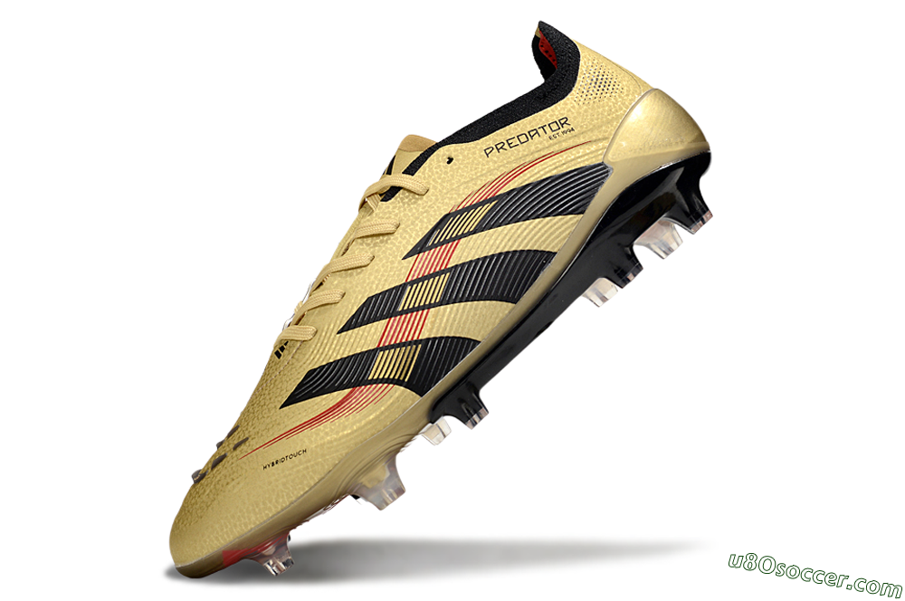 Adidas Predator 25 Elite FG Firm Ground Soccer Cleats - Gold/Black/Red 5