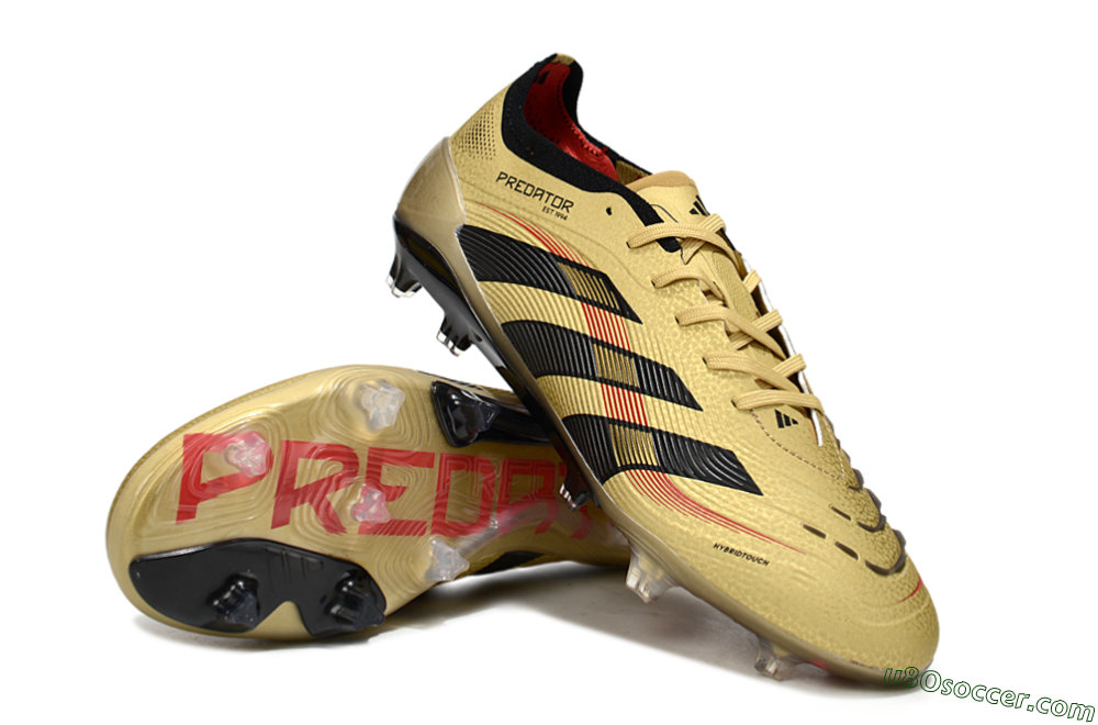 Adidas Predator 25 Elite FG Firm Ground Soccer Cleats - Gold/Black/Red 3