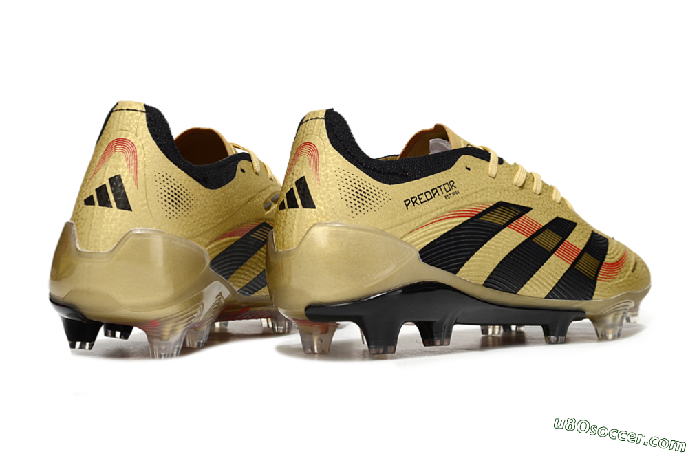 Adidas Predator 25 Elite FG Firm Ground Soccer Cleats - Gold/Black/Red 6
