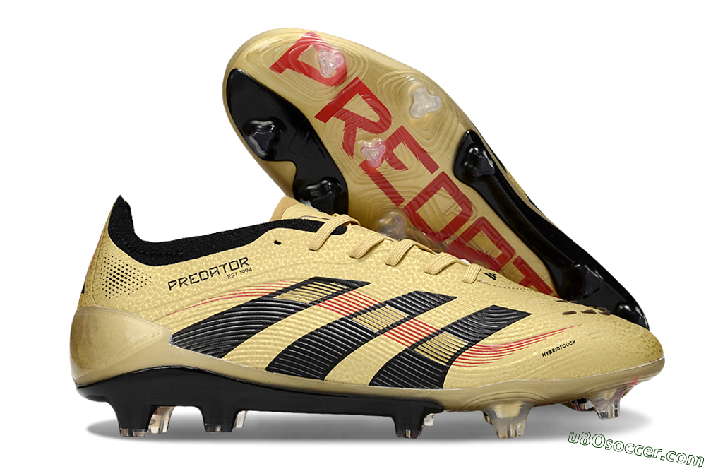 Adidas Predator 25 Elite FG Firm Ground Soccer Cleats - Gold/Black/Red 1