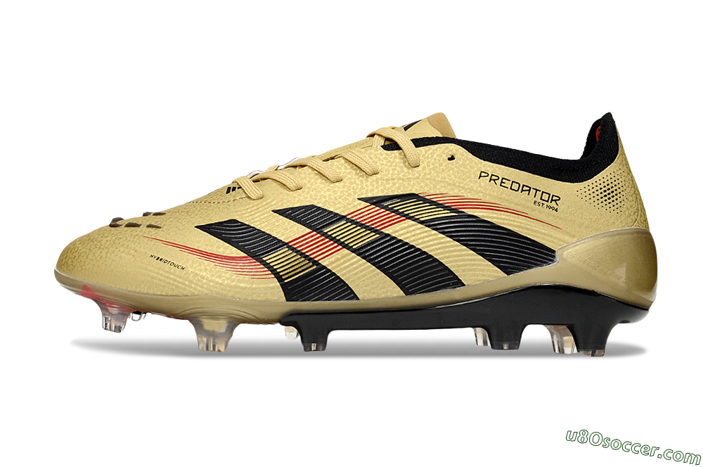 Adidas Predator 25 Elite FG Firm Ground Soccer Cleats - Gold/Black/Red 2