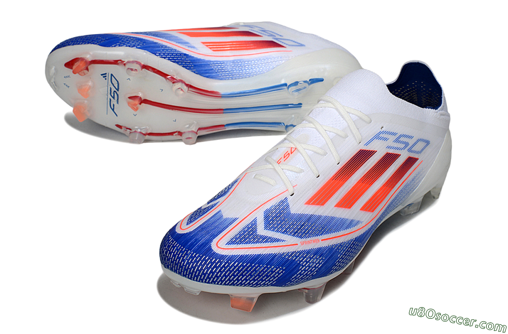 Adidas F50 Elite FG Firm Ground Soccer Cleats - White/Blue/Red 3