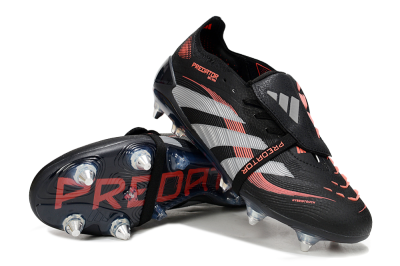 Adidas Predator 25 Elite Foldover Tongue SG Soft Ground Soccer Cleats - Black/Red/Silver