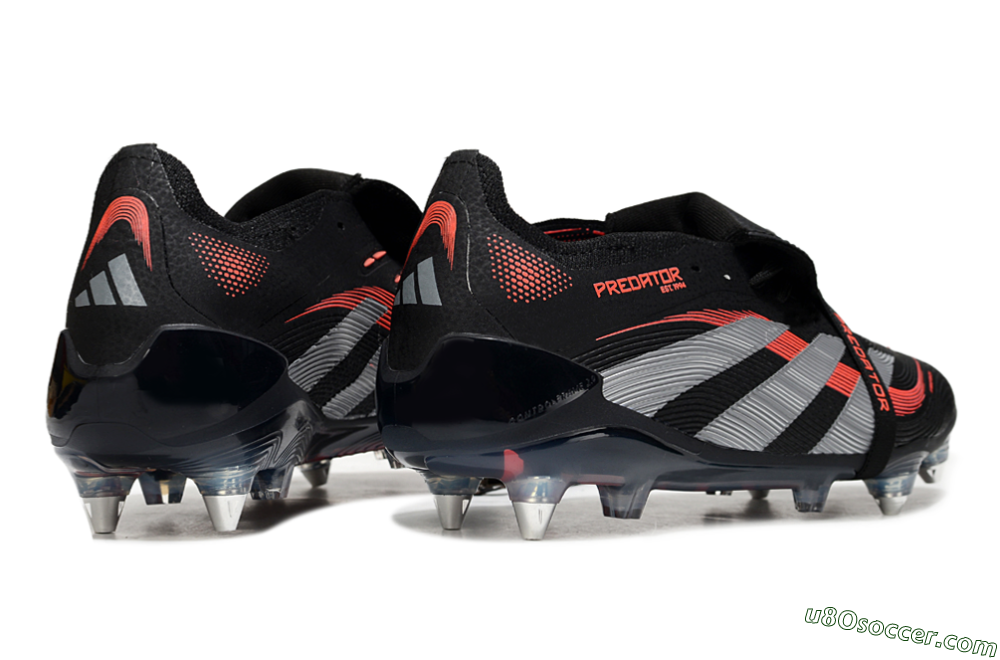 Adidas Predator 25 Elite Foldover Tongue SG Soft Ground Soccer Cleats - Black/Red/Silver 6