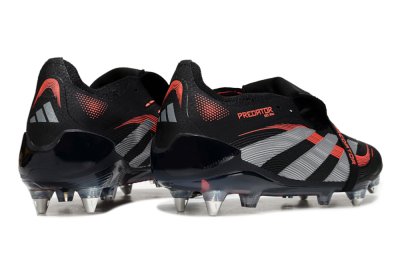 Adidas Predator 25 Elite Foldover Tongue SG Soft Ground Soccer Cleats - Black/Red/Silver