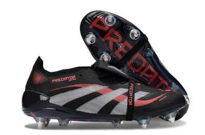 Adidas Predator 25 Elite Foldover Tongue SG Soft Ground Soccer Cleats - Black/Red/Silver