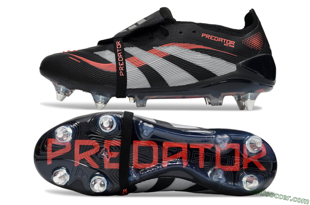 Adidas Predator 25 Elite Foldover Tongue SG Soft Ground Soccer Cleats - Black/Red/Silver 0
