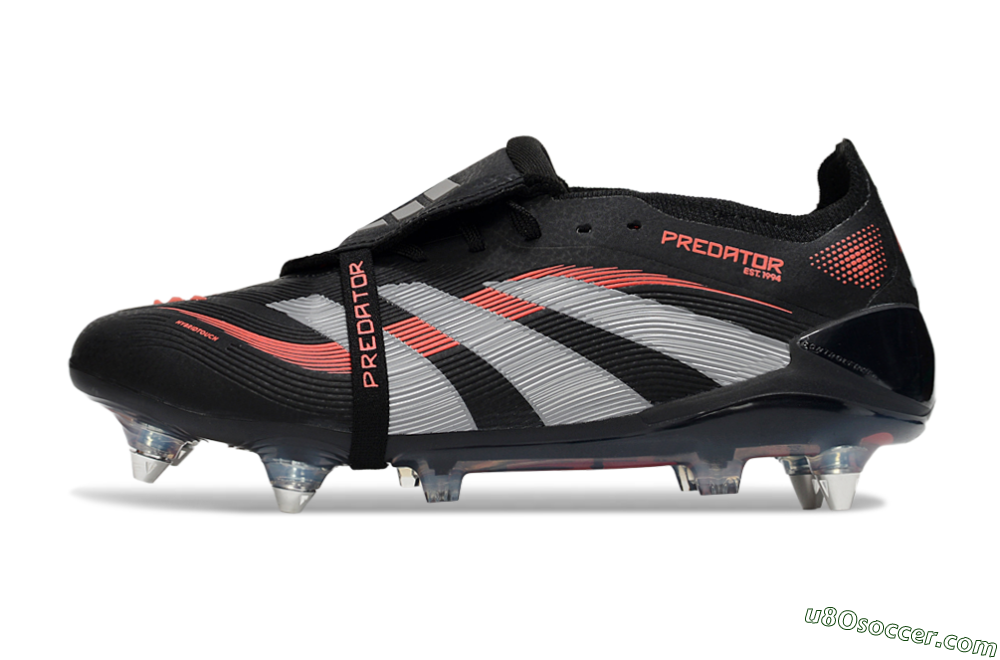 Adidas Predator 25 Elite Foldover Tongue SG Soft Ground Soccer Cleats - Black/Red/Silver 2