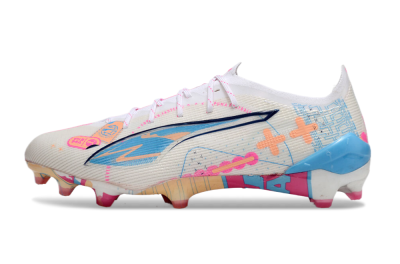 Puma Ultra 5 Ultimate FG Firm Ground Soccer Cleats - White/Pink/Blue