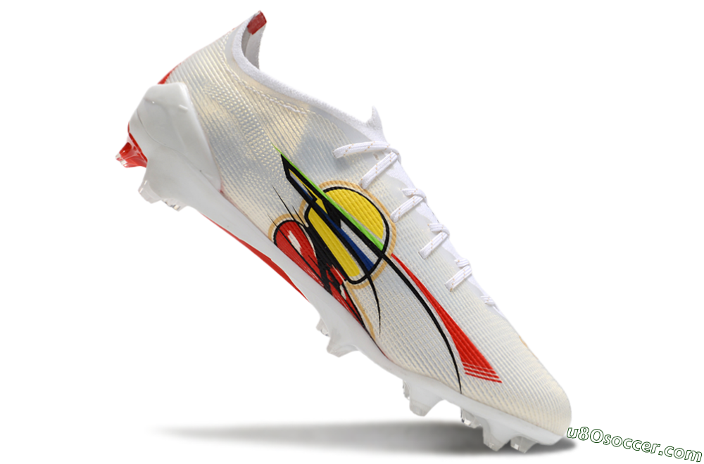 Puma Ultra 5 Ultimate FG Firm Ground Soccer Cleats - White/Red/Yellow 3