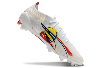 Puma Ultra 5 Ultimate FG Firm Ground Soccer Cleats - White/Red/Yellow