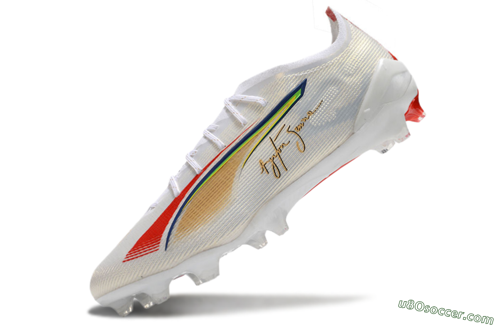 Puma Ultra 5 Ultimate FG Firm Ground Soccer Cleats - White/Red/Yellow 4