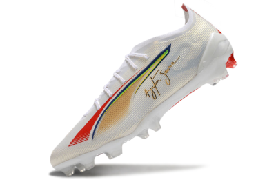 Puma Ultra 5 Ultimate FG Firm Ground Soccer Cleats - White/Red/Yellow