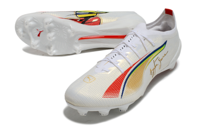 Puma Ultra 5 Ultimate FG Firm Ground Soccer Cleats - White/Red/Yellow
