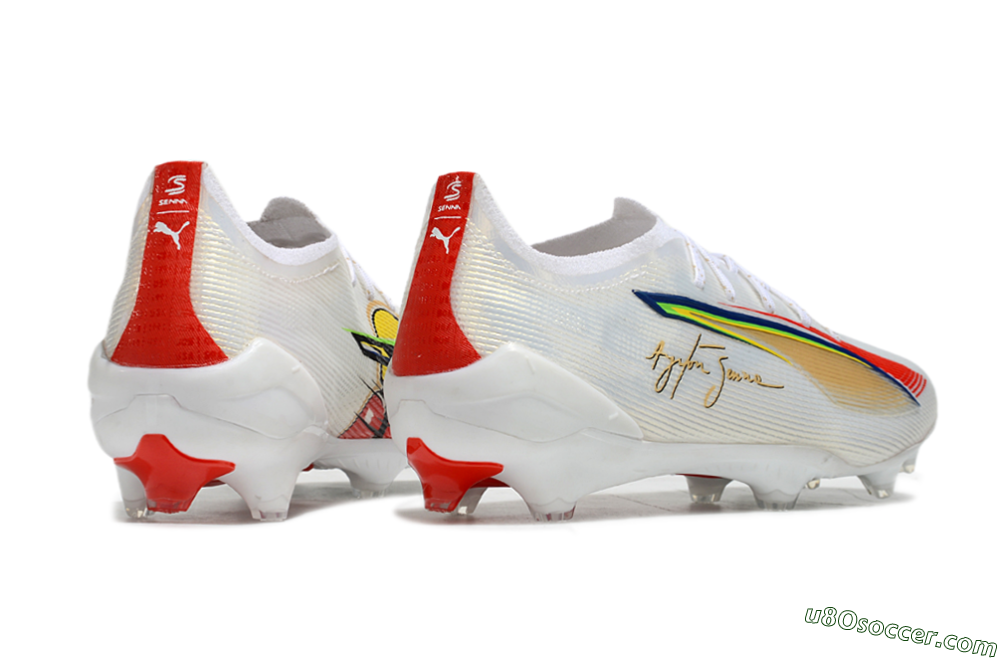 Puma Ultra 5 Ultimate FG Firm Ground Soccer Cleats - White/Red/Yellow 5