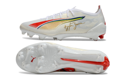 Puma Ultra 5 Ultimate FG Firm Ground Soccer Cleats - White/Red/Yellow