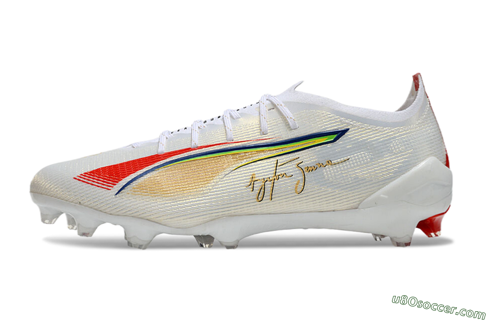 Puma Ultra 5 Ultimate FG Firm Ground Soccer Cleats - White/Red/Yellow 1