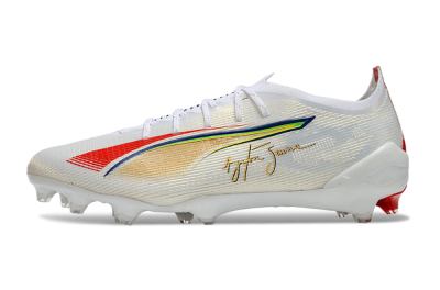 Puma Ultra 5 Ultimate FG Firm Ground Soccer Cleats - White/Red/Yellow
