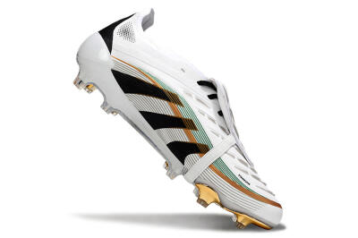Adidas Predator 25 Elite Foldover Tongue FG Firm Ground Soccer Cleats - White/Black/Gold