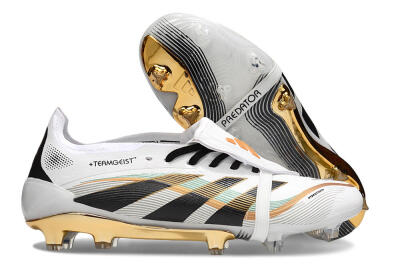 Adidas Predator 25 Elite Foldover Tongue FG Firm Ground Soccer Cleats - White/Black/Gold