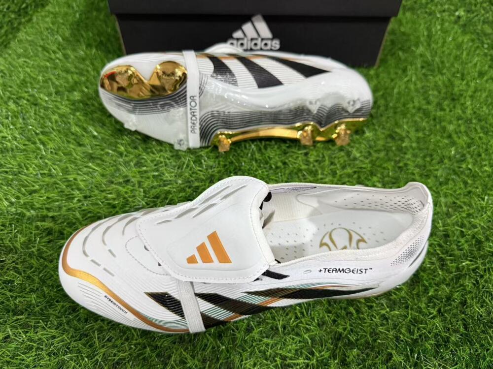 Adidas Predator 25 Elite Foldover Tongue FG Firm Ground Soccer Cleats - White/Black/Gold