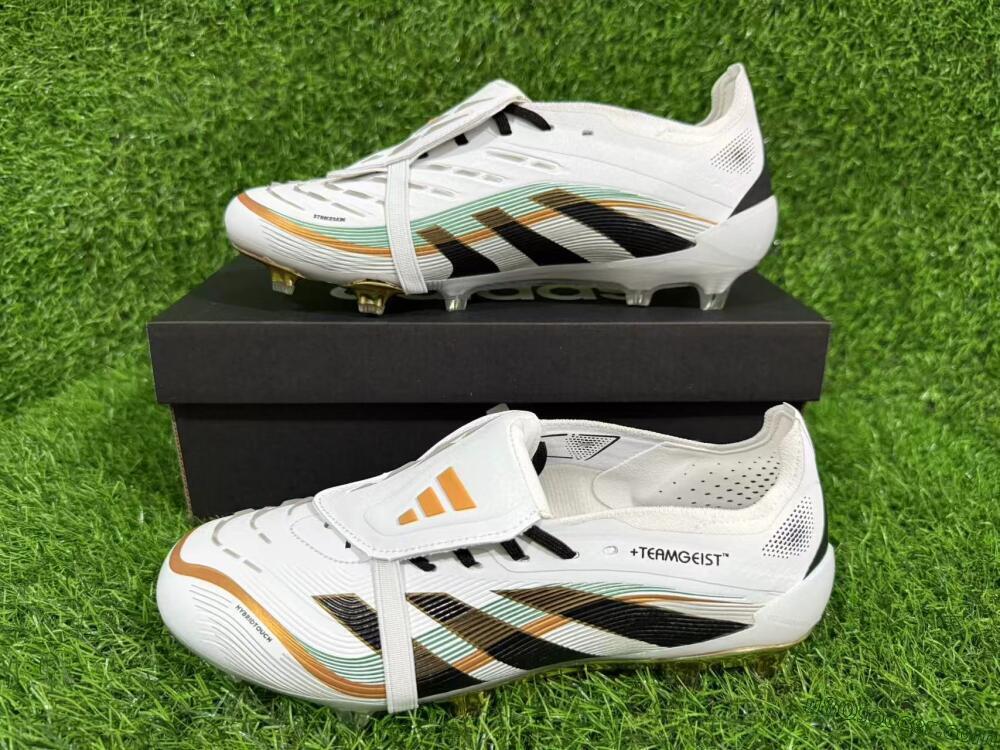 Adidas Predator 25 Elite Foldover Tongue FG Firm Ground Soccer Cleats - White/Black/Gold