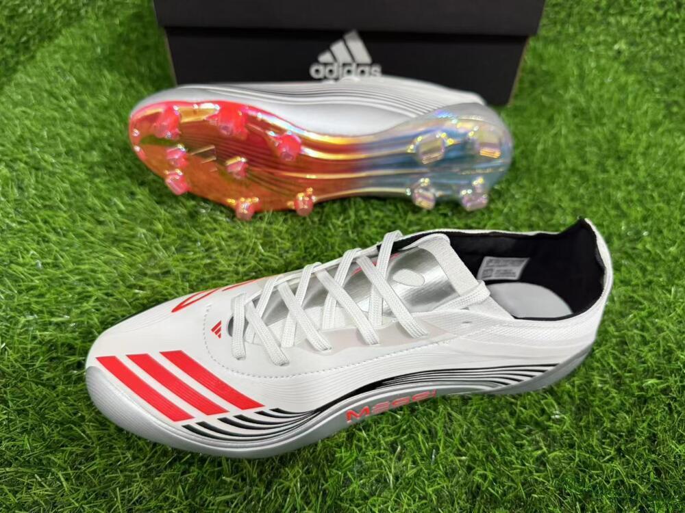Messi x Adidas F50 Elite FG Firm Ground Soccer Cleats - Silver/Red/Black