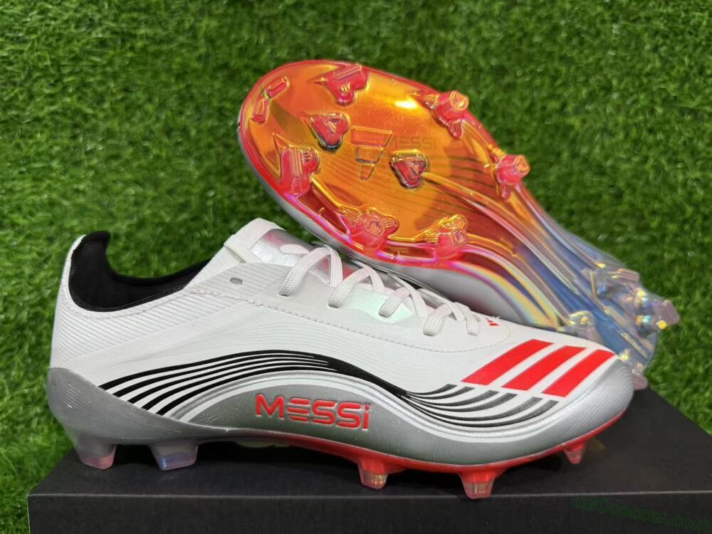 Messi x Adidas F50 Elite FG Firm Ground Soccer Cleats - Silver/Red/Black