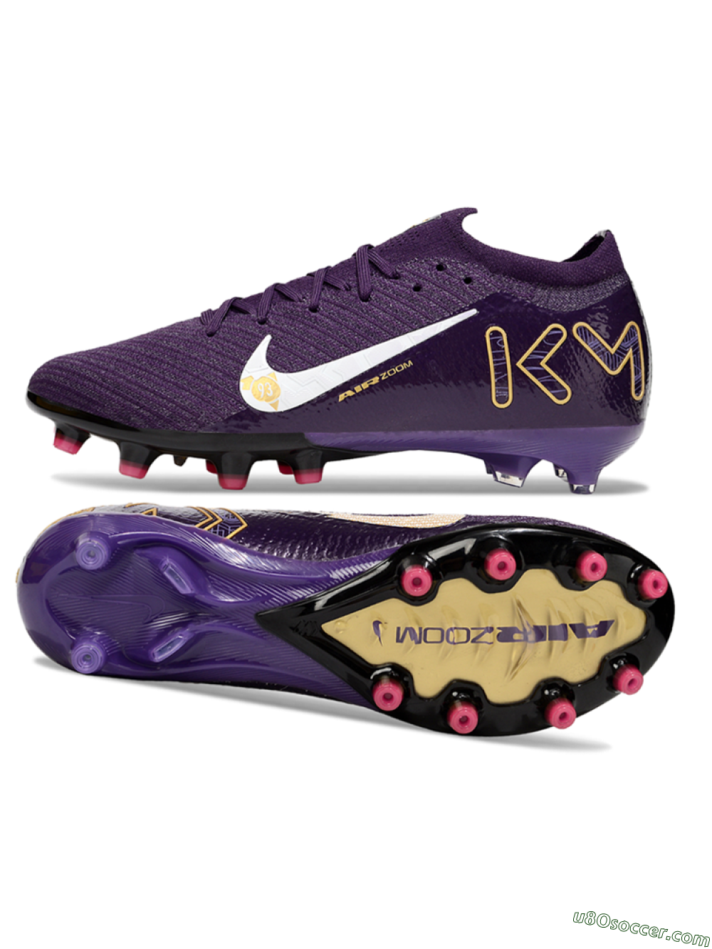 Nike Air Zoom Mercurial Vapor 16 Pro AG Artificial Grass Soccer Cleats - Purple/White/Gold 0