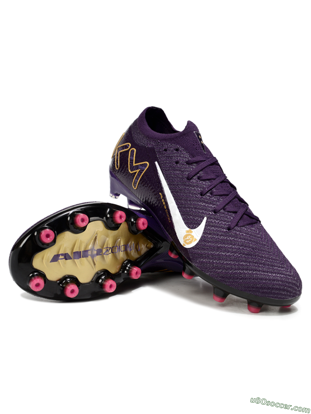 Nike Air Zoom Mercurial Vapor 16 Pro AG Artificial Grass Soccer Cleats - Purple/White/Gold 3
