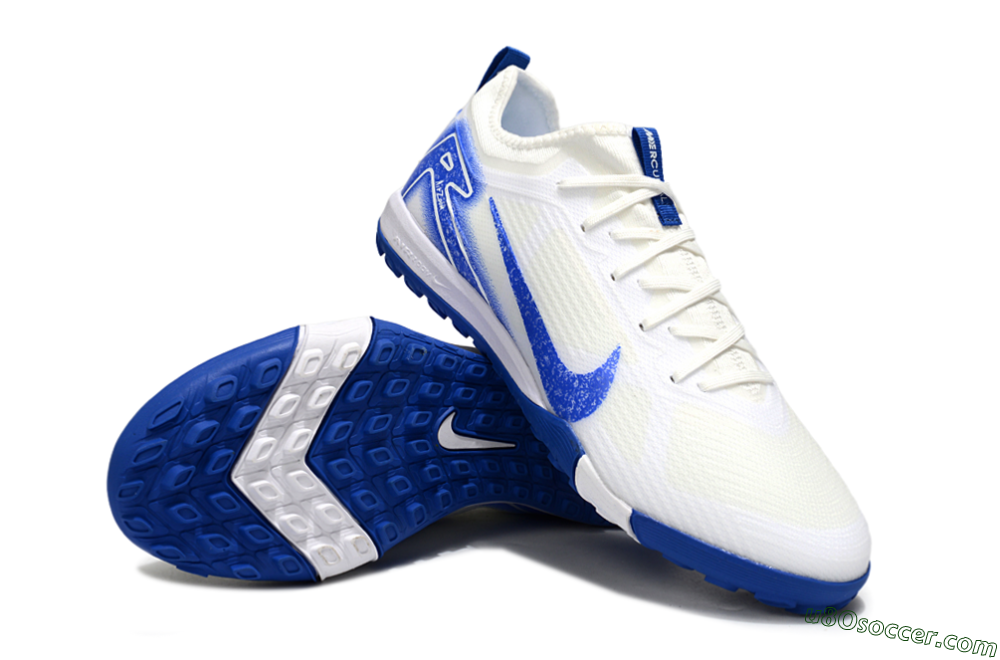 Nike Air Zoom Mercurial Vapor 16 Pro TF Artificial Turf Soccer Shoes - Whtie/Beige/Blue 3
