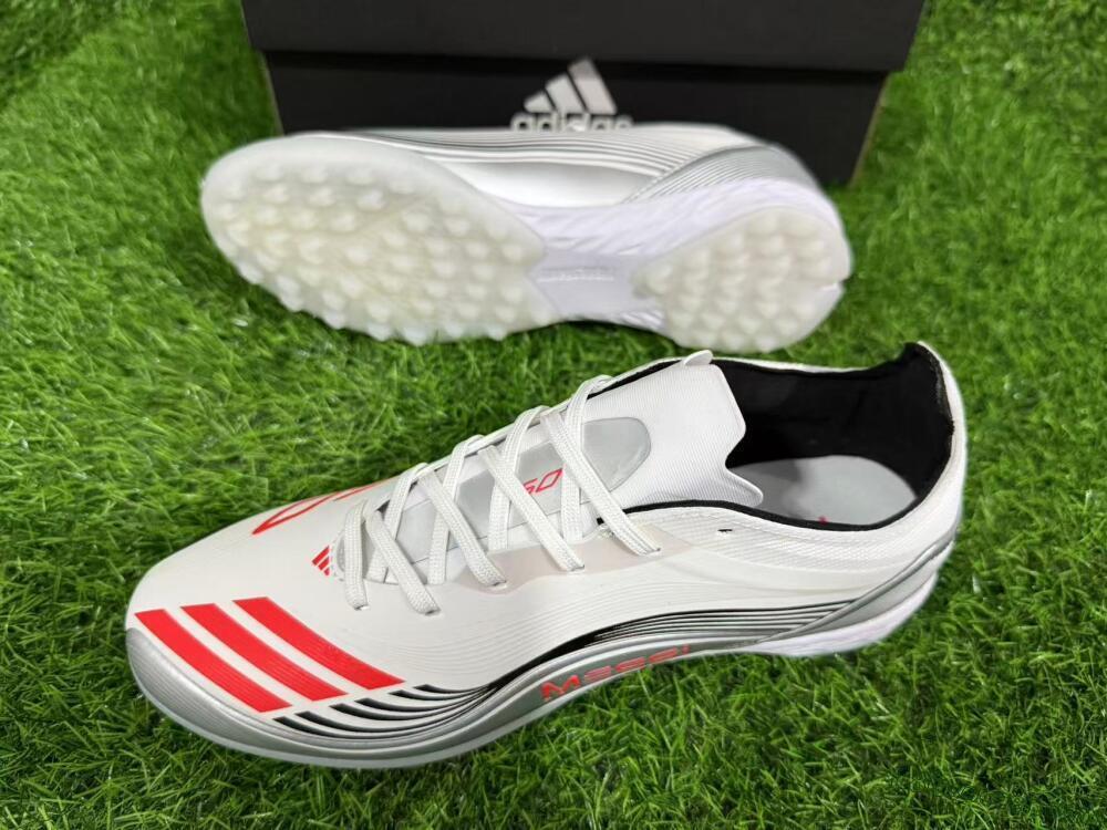 Messi x Adidas F50 Pro TF Artificial Turf Soccer Shoes - Silver/Red/Black