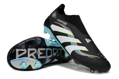 Adidas Predator 25 Elite Laceless FG Firm Ground Soccer Cleats - Black/White/Jade