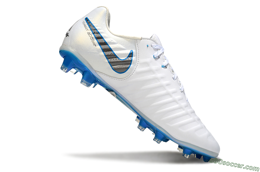 Nike Tiempo Legend 10 Elite FG Firm Ground Soccer Cleats - White/Silver/Blue 4
