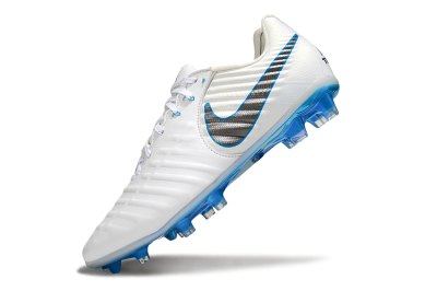 Nike Tiempo Legend 10 Elite FG Firm Ground Soccer Cleats - White/Silver/Blue