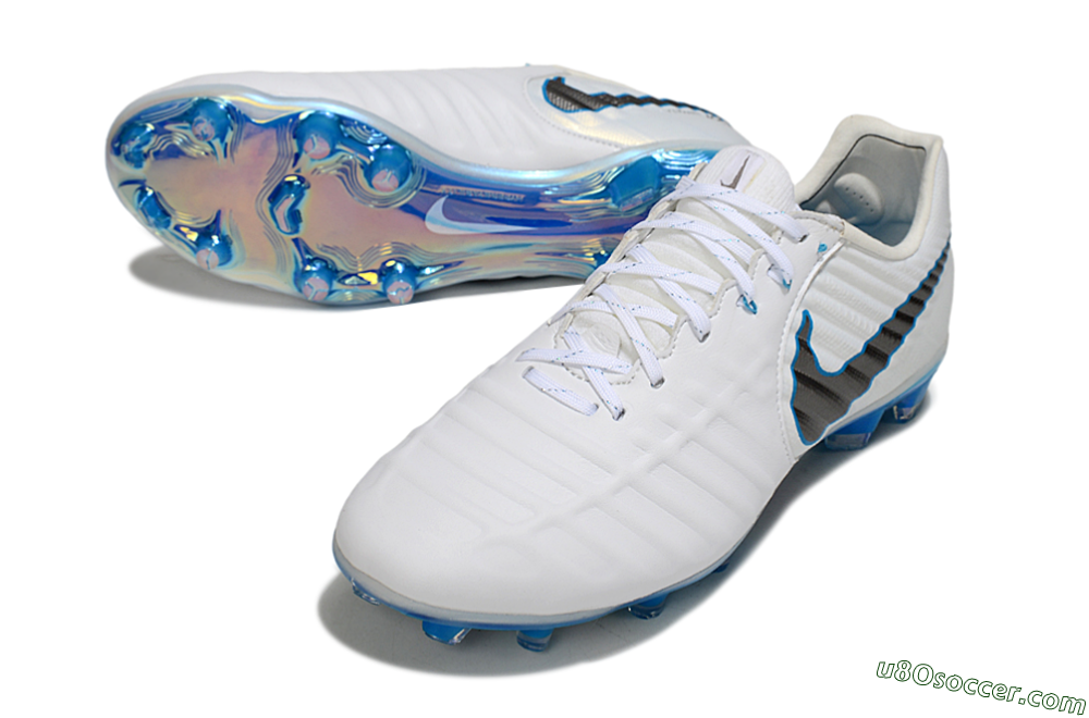 Nike Tiempo Legend 10 Elite FG Firm Ground Soccer Cleats - White/Silver/Blue 3