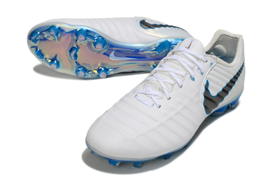 Nike Tiempo Legend 10 Elite FG Firm Ground Soccer Cleats - White/Silver/Blue