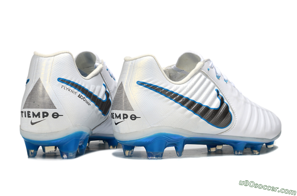 Nike Tiempo Legend 10 Elite FG Firm Ground Soccer Cleats - White/Silver/Blue 6