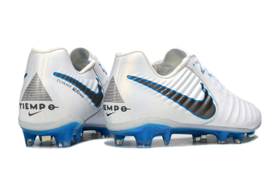 Nike Tiempo Legend 10 Elite FG Firm Ground Soccer Cleats - White/Silver/Blue