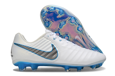 Nike Tiempo Legend 10 Elite FG Firm Ground Soccer Cleats - White/Silver/Blue