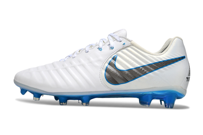 Nike Tiempo Legend 10 Elite FG Firm Ground Soccer Cleats - White/Silver/Blue