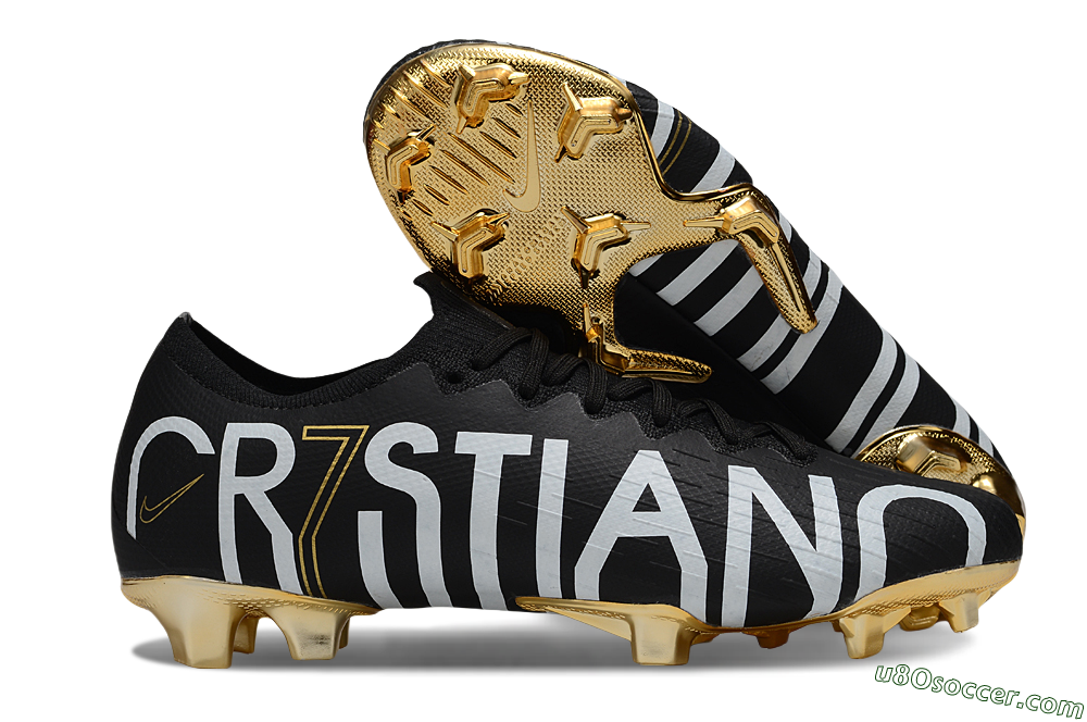 Nike Mercurial Vapor 12 Elite FG Firm Ground Soccer Cleats - Black/White/Gold 1